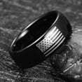 thumbnail image 3 of 8mm Black American Flag Ring for Men Tungsten Wedding Rings Domed Polished Finish Band for Engagement Anniversary, 3 of 5