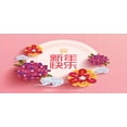 thumbnail image 4 of Chinese New Year Piggy Bank, Pale Pink Circle with Lively Flower Bouquets Prosperous Year Celebration, Ceramic Coin Bank Money Box for Cash Saving, 3.6" X 3.2", Multicolor, by Ambesonne, 4 of 4