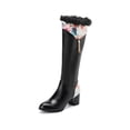 thumbnail image 4 of Jyeity Girls Fashion Plus-size Boots With Raised Printed Round Toe Thigh-high Boots Women'S Over-The-Knee Boots Black Size 43(US:9.5), 4 of 8