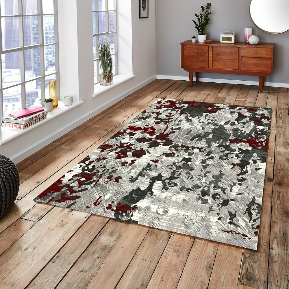 Contemporary Abstract Pattern Area Rugs for Living Room Pierre Cardin