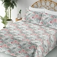 thumbnail image 3 of Ambesonne Tropical Fitted & Flat Sheet with Shams 4 Pcs Set, Garden Roses Boho Plot, King, Coral and Pale Reseda Green, 3 of 5