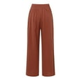 thumbnail image 5 of Bjutir Pants For Women Trendy Wide Leg Pants Summer Casual High Waisted Palazzo Pants Baggy Beach Trousers With Pocket Brown 3Xl, 5 of 5
