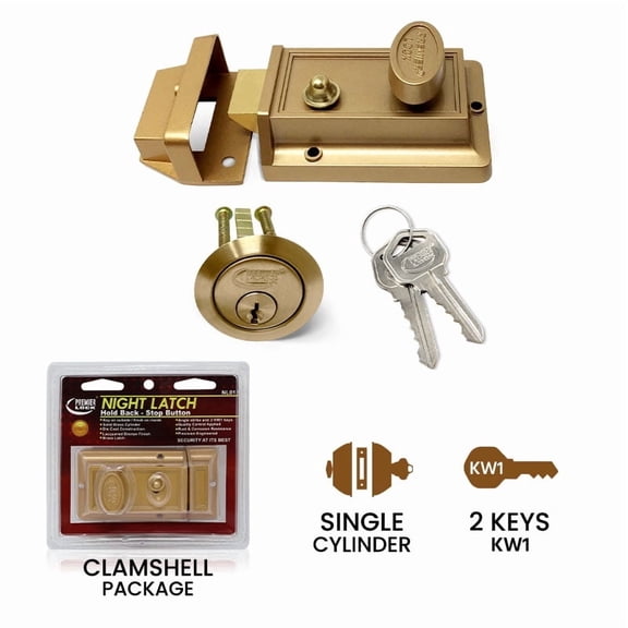 Premier Lock Bronze Night Latch Holdback with Rim Cylinder