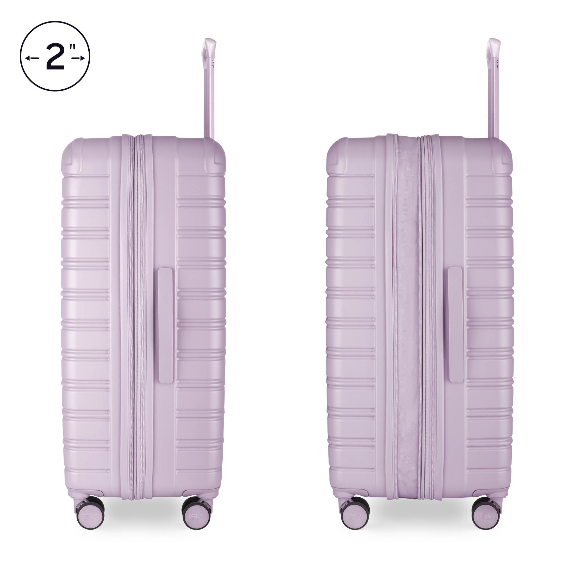 iFLY Fibertech 3.0 Matte Expandable Hardside Spinner 2-Piece Luggage Set, 20" Carry-On & 28" Checked Suitcase, Mauve