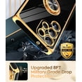 thumbnail image 5 of LeYi For Samsung Galaxy S23 Ultra 5G Phone Case: With 360° Rotatable Ring Mount Magnetic Stand, Rose Gold Plated Edge Protection Samsung S23 Ultra 5G Phone, Black, 5 of 6