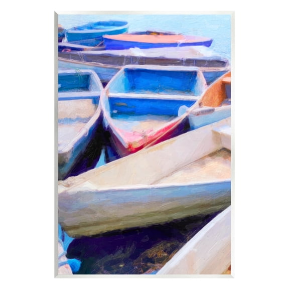 Stupell Industries Docked Rowboats Vivid Hues Coastal Painting Unframed Art Print Wall Art