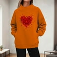 thumbnail image 5 of Womens Oversized Sweatshirts Side Split Mock Neck Pullover Love Heart Printed Loose Valentines Tops with Pocket (XL, Orange #B), 5 of 5