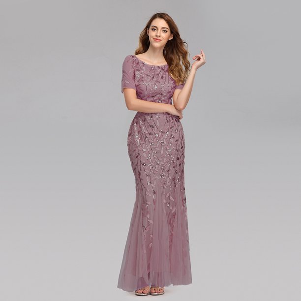 Versión de vestido de noche de gran tamaño de cola de pez de malla con cuentas para mujer sexy y delgada