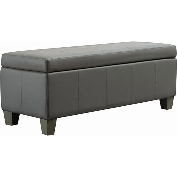 Grey Faux Leather Ottoman with Storage, Rectangular Extra Long Storage  for Bedroom and Living Room
