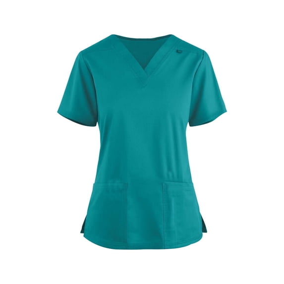 CareWardrobe Women Scrub Tops Breathable Classic V-Neck Short Sleeve Scrub Top with Pockets Casual Nursing Uniforms Mint Green Scrubs