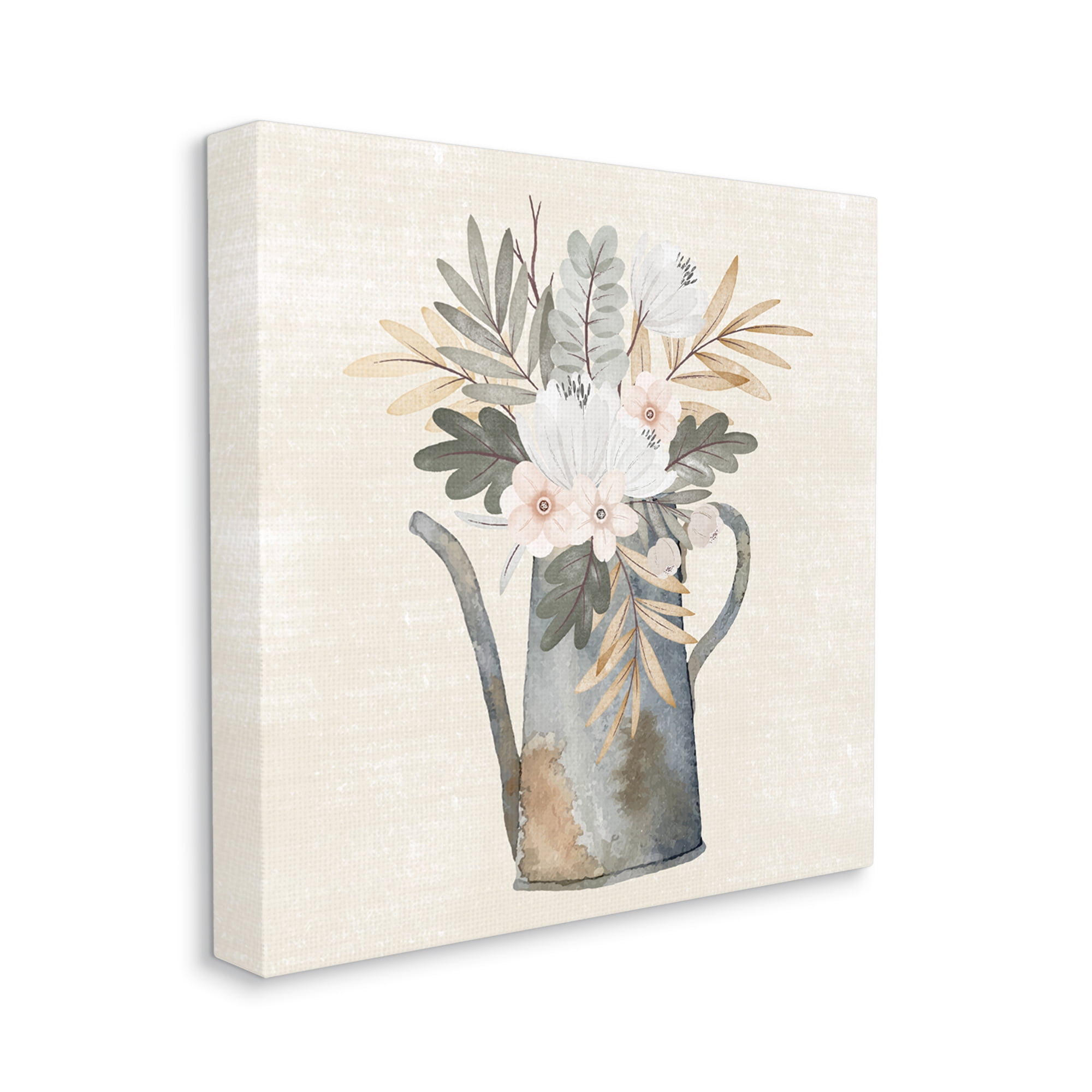 Stupell Weathered Watering Can Garden Blooms Botanical & Floral Painting Gallery Wrapped Canvas Print Wall Art