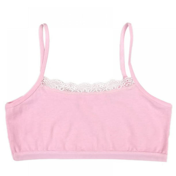 Girl Underwear Cotton Lace Bras Girls Camisoles Sports Bra For Teens Training Bra Pink 