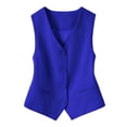 thumbnail image 4 of Norvella Womens Button Front Suit Vests V Neck Sleeveless Pocket Tailored Fit Waistcoat Tops Business Casual Layering Pieces, 4 of 4