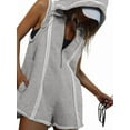 thumbnail image 3 of Rompers for Women Athletic Workout Hooded Romper Casual Zip-Front Neck Jumpsuits Overalls with Pockets Light Gray XXXL, 3 of 9