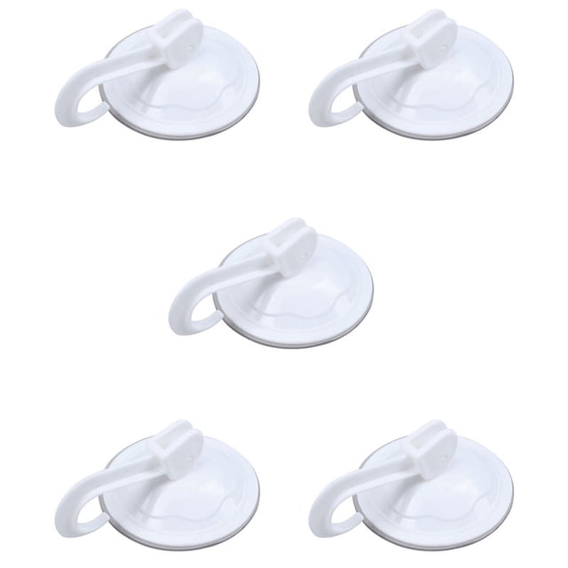 5X Gancho Unico Colgadores de Pared para Uso de Armarios del Hogar de Plastico Blanco de 7 cm de Diametro con Ventosa
