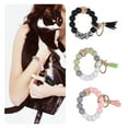 thumbnail image 4 of 3Pcs Silicone Beaded Bracelet Keychain Wristlet, Metal Keyring Tassels Style Beaded Bracelet For House Car Key Ring Holders, 4 of 8