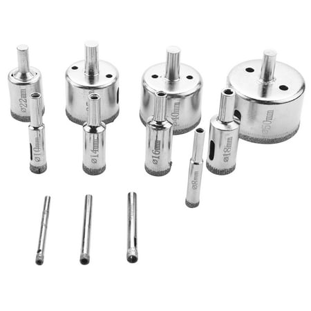 

12Pcs Diamond Drill Bits Glass Tile Bits Set Hollow Core Drill Bits Extractor Remover Hole Saws for Glass Porcelain Ceramic Tile