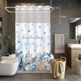 thumbnail image 3 of Blue Ocean No Hook Shower Curtain with Snap in Liner Seas The Day Waterproof Bathroom Shower Curtain with See Through Top Window for Bathtub 54" x 78", 3 of 9