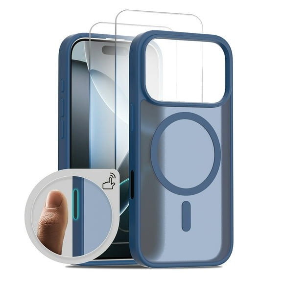 Allytechgroup for Apple iPhone 17 Pro Max Case, Matte Translucent Back Cover Compatible with Magsafe Slim Fit Shell with Camera Control Button Shockproof Phone Case for iPhone 17 Pro Max, Darkblue