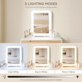 thumbnail image 5 of PULUOMIS 31.5'' Makeup Vanity Desk with Adjustable Brightness Square Mirror Light for Small Spaces, Vanity Desk with Drawers and Stool, 5 of 8