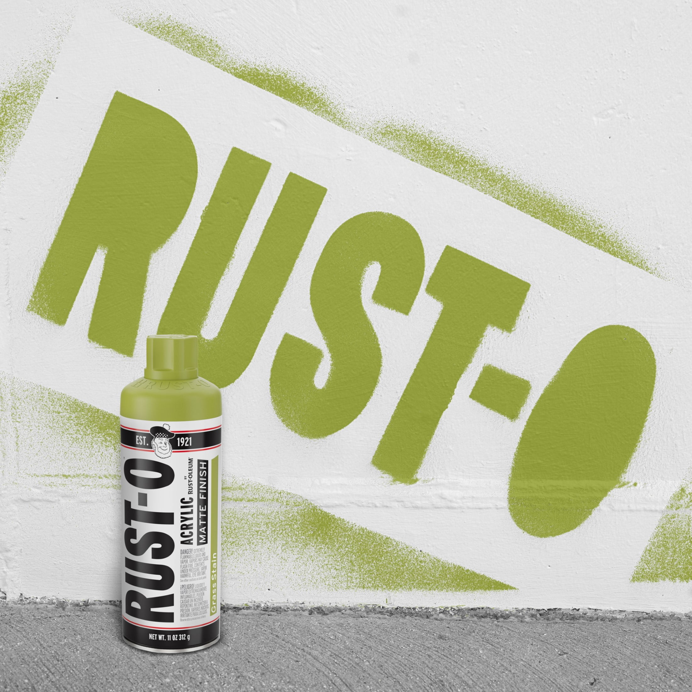 6 Pack, Grass Stain, Rust-Oleum Rust-O Acrylic Matte Spray Paint-392207, 11 oz
