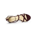 thumbnail image 4 of BLISSFUL STEP Women's Shoes Strappy Stiletto Heels Platform Ankle Strap Open Toe Faux Suede Sandals Burgundy 7, 4 of 8