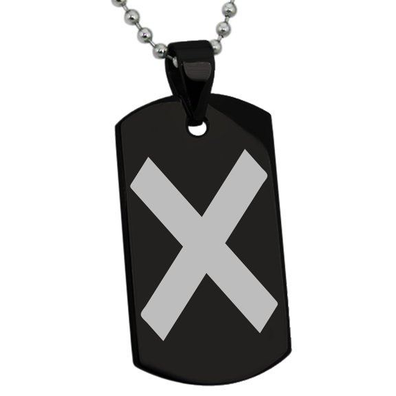 Stainless Steel Niwa Samurai Crest Engraved Dog Tag Pendant Necklace