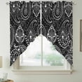 thumbnail image 2 of Black Pesley Flower Swag Curtains for Kitchen/Bedroom/Living Room, Boho Vintage Ethnic Floral Plant Scalloped Curtains 63 Inch Long, Window Swag Topper Curtains Valances 2 Panels Set 36"x63", 2 of 8