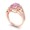 thumbnail image 2 of 1.935 ct Emerald Cut Simulated Pink Diamond Solitaire with Simulated Diamond Accents 14K Rose Gold Womens Engagement Ring, 2 of 5