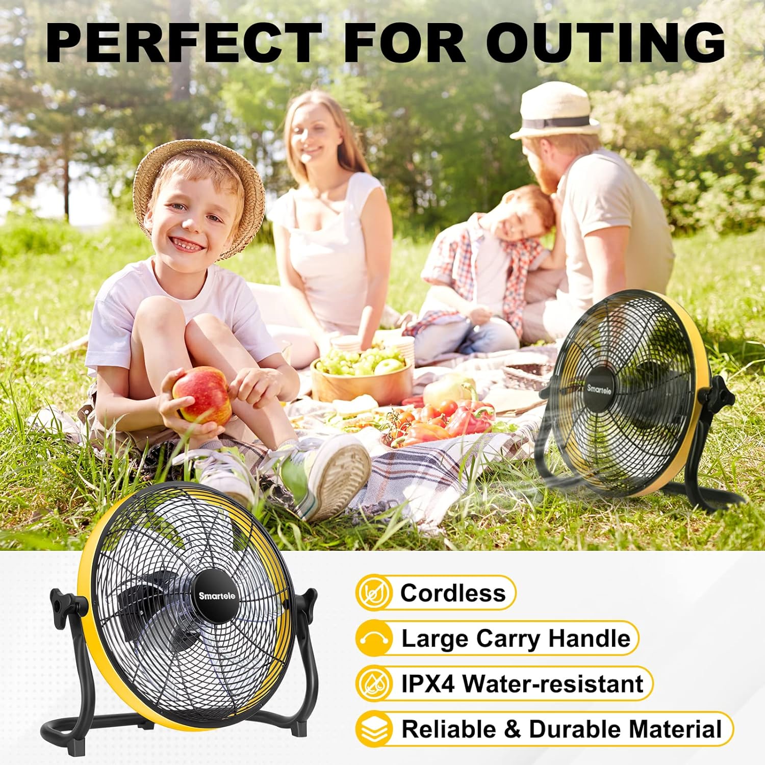 Setpower FF12 12 in Rechargeable Battery 2500 CFM Floor Fan