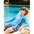 thumbnail image 4 of Aideaone 2 Piece Boy's Swimsuit Set Long Sleeve Kids Rash Guard Bathing Suit Swimswear with Swim Trunks for 8-12Y, 4 of 5