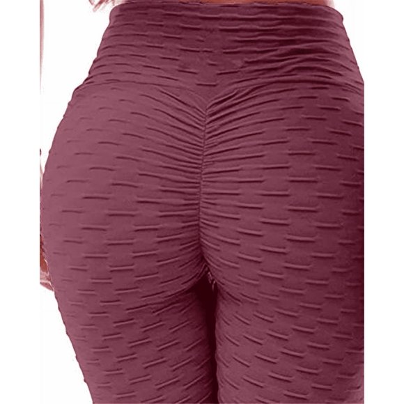 Leggings for women Butt Lifting Women Booty High Waisted Tummy Control Workout Yoga Pants Peach hip sports Leggings for girls M(Red bean paste)