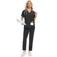 thumbnail image 6 of Resivox Jogger Scrubs for Women Plus Size Scrub Set Stretchy V-Neck Yoga Scrub Pants and Tops Nursing Scrubs Medical Scrubs Uniformes De Enfermeras De Mujer Black XL, 6 of 6