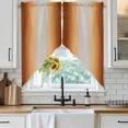thumbnail image 6 of Dark Burnt Orange Ombre Swag Curtains for Kitchen/Bedroom/Living Room, Modern Grey Gradient Farmhouse Art Scalloped Curtains 63 Inch Long, Window Swag Topper Curtains Valances 2 Panels Set 36"x63", 6 of 8