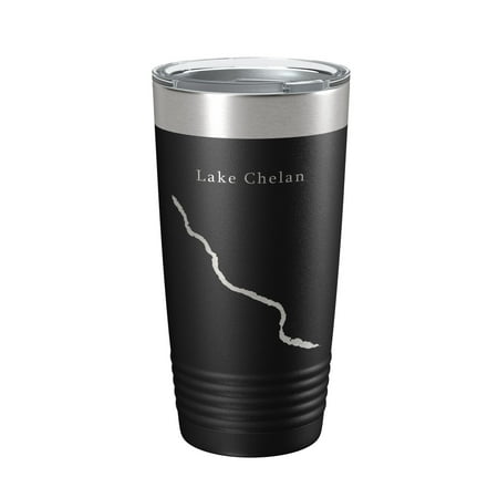 

Lake Chelan Map Tumbler Travel Mug Insulated Laser Engraved Coffee Cup Washington 20 oz Black