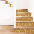 thumbnail image 4 of Flortlias 15Pcs Leather Textured Vinyl Peel and Stick Stair Riser Decals, Self-Adhesive Staircase Riser Stickers, Textured PVC Abstract Boho Leaves, Mustard Background, 4 of 5