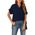 thumbnail image 1 of SAYOO , camisetas de manga corta para mujer, Color sólido/estampado, verano, cuello en V, blusas casuales sueltas, blusa, ropa de calle SAYOO Moda, 1 of 9