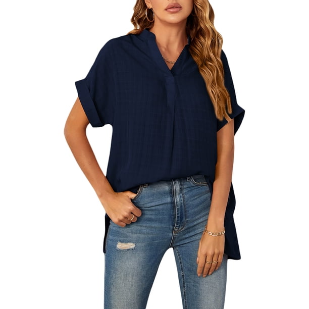 Txlixc, camisetas de manga corta para mujer, Color sólido/estampado, verano, cuello en V, blusas casuales sueltas, blusa, ropa de calle Txlixc Moda