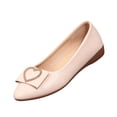 thumbnail image 2 of pwidon Women's Ballet Flats Slip On Flat Rhinestone Heart Bow Comfort Office Walking Casual Dress Shoes Beige 5.5, 2 of 5