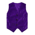 thumbnail image 3 of Huowey Girls Boys Sequins Vest Sleeveless Solid Color Button Jazz Hop Street Dance Jacket Stage Performance Party Waistcoat,Purple,13-14 Years, 3 of 5