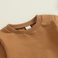 thumbnail image 3 of Zehjuhan Toddler Baby Solid Color Sweatshirt Outfit Long Sleeve Pullover Drawstring Pants Casual Fall Winter Brown，12-18M, 3 of 7