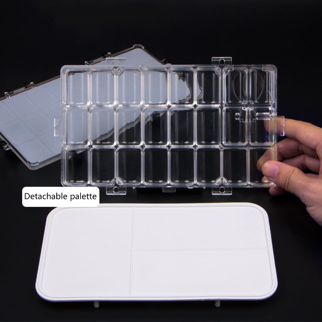 Leakproof Watercolor Palette Foldable Paint Tray with 12/24/36 Well Mixing Area