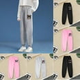 thumbnail image 6 of YUEHUA Girls' Sweatpants Super Soft Athletic Performance Pants Wide Leg Drawstring Baggy Pants Athletic Joggers Sweat Trousers, Size 9-10 Years, 6 of 9