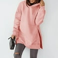thumbnail image 4 of Oversized Hoodies for Women Side Split Tunic Sweatshirt Solid Color Hooded Sweatshirt Loungewear with Kangaroo Pocket on Womens Sweatshirt, 4 of 8
