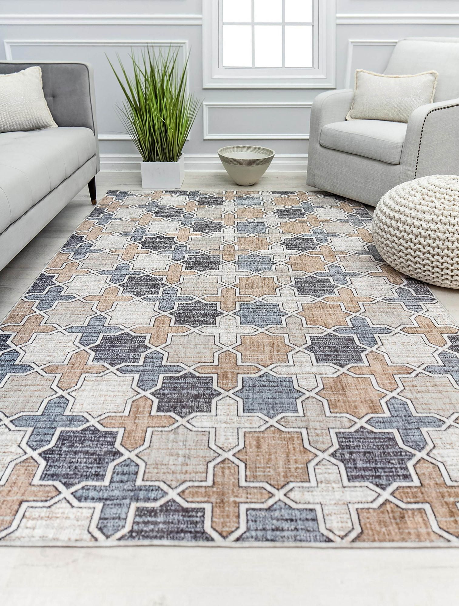 Mason Brooks Cressida CA40A RusticTaupe Geometric Contemporary Gray Area Rug, 5'3" x 7'0"