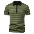 thumbnail image 4 of USNSM Golf Shirts for Men Quick Dry Short Sleeve Performance Shirts Moisture Wicking Collared Business Casual Striped Printed T-Shirt Green L, 4 of 9