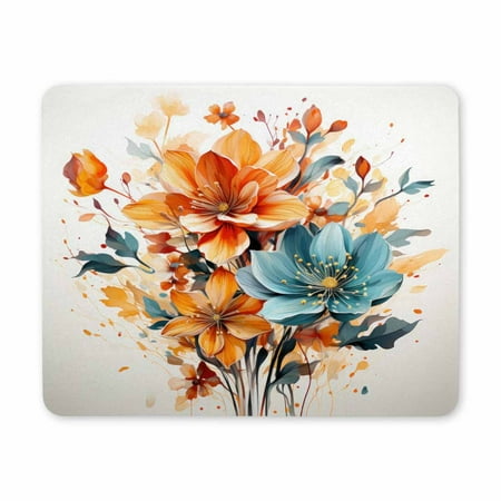 Gaming Mouse Pad Floral, Large Flowers Mouse Pads for Desk, Non-Slip Rubber Base Mousepad, Keyboard Mouse Mat, Desk Pad with Stitched Edges
