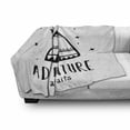 thumbnail image 3 of Saying Soft Flannel Fleece Throw Blanket, Tribal Tent with Adventure Themed Saying Calligraphy Stars Doodle Monochrome, Cozy Plush for Indoor and Outdoor Use, 60" x 80", White and Black, by Ambesonne, 3 of 6
