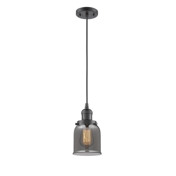 Innovations Lighting 201C-OB-G53-LED Small Bell-3.5W 1 LED Mini Pendant in Traditional Style-5 Inches Wide by 10 Inches High   Oil Rubbed Bronze Finish with Plated Smoke Glass