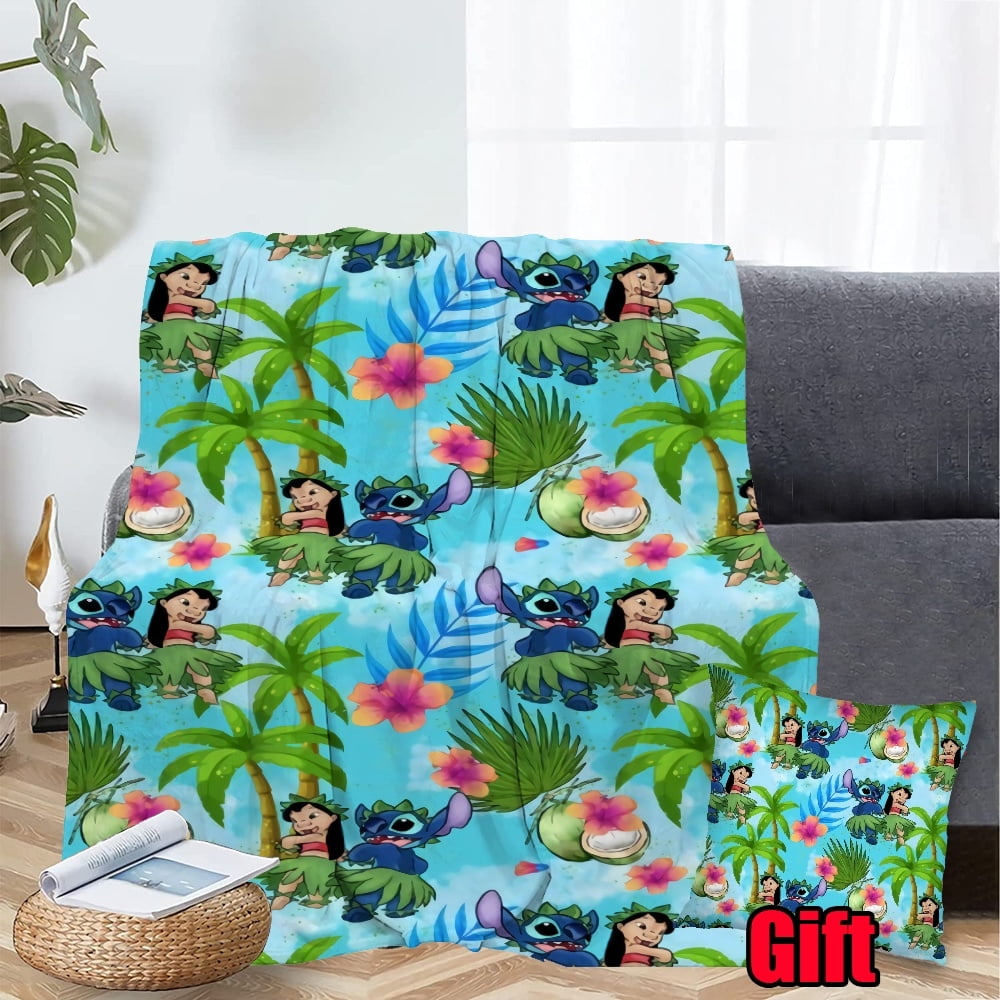 Disney Lilo & Stitch Blankets With Pillow Cover Comfortable Microfiber